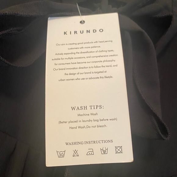 Kirundo Women’s Long Sheer Sleeve Mock Ruffle Neck Mini Dress - Picture 7 of 9